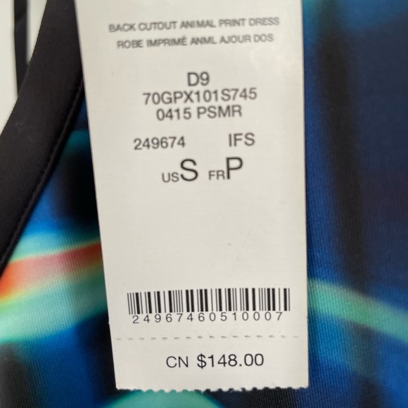 New BEBE Back Cut Out Animal Print Neon Dress - Picture 6 of 11